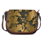 Golden Orchid Pattern Print Saddle Bag