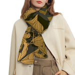 Golden Orchid Pattern Print Scarf