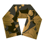 Golden Orchid Pattern Print Scarf