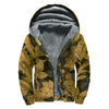 Golden Orchid Pattern Print Sherpa Lined Zip Up Hoodie