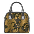 Golden Orchid Pattern Print Shoulder Handbag