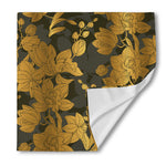 Golden Orchid Pattern Print Silk Bandana