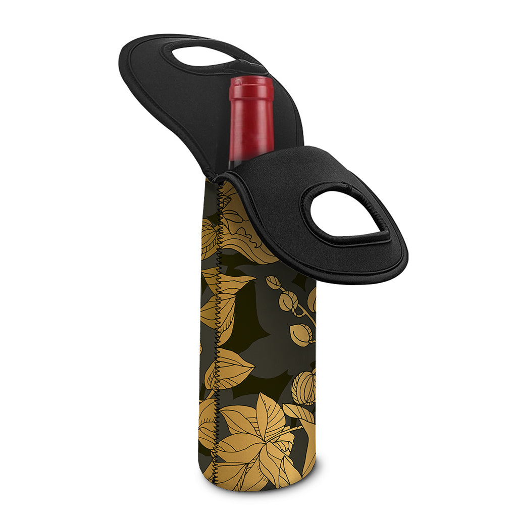 Golden Orchid Pattern Print Single Neoprene Wine Tote
