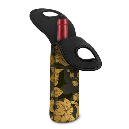 Golden Orchid Pattern Print Single Neoprene Wine Tote