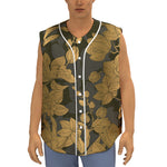 Golden Orchid Pattern Print Sleeveless Baseball Jersey
