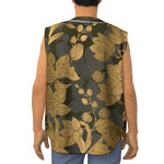 Golden Orchid Pattern Print Sleeveless Baseball Jersey