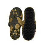 Golden Orchid Pattern Print Slippers