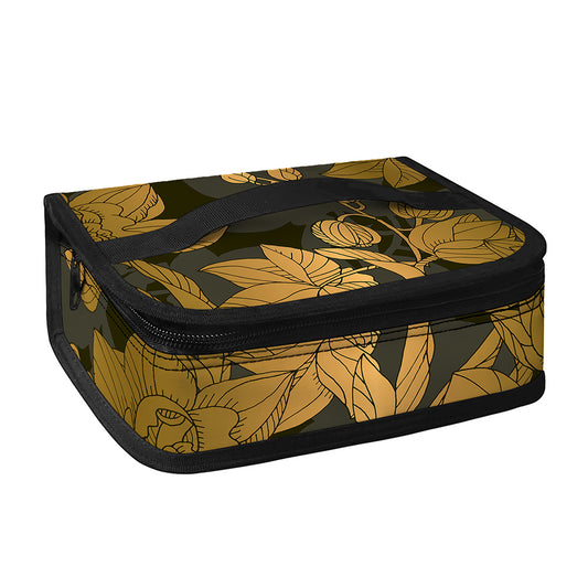 Golden Orchid Pattern Print Small Lunch Bag