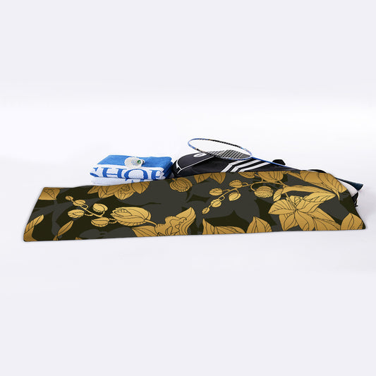 Golden Orchid Pattern Print Sports Towel