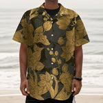 Golden Orchid Pattern Print Textured Short Sleeve Shirt