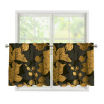 Golden Orchid Pattern Print Tier Curtains
