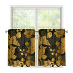 Golden Orchid Pattern Print Tier Curtains