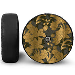 Golden Orchid Pattern Print Tire Cover With Camera Hole