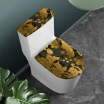 Golden Orchid Pattern Print Toilet Lid And Tank Cover Set
