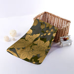 Golden Orchid Pattern Print Towel
