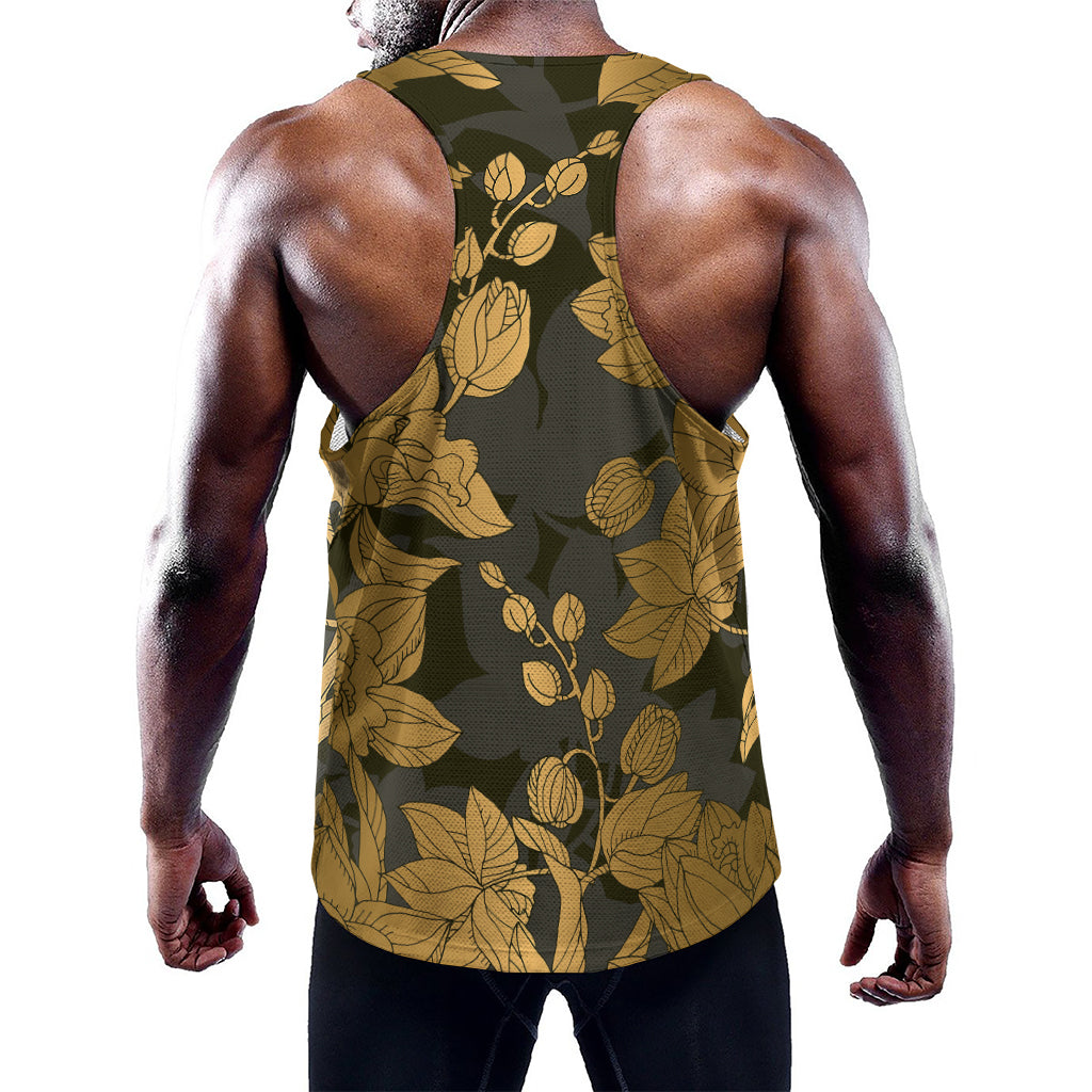 Golden Orchid Pattern Print Training Tank Top