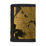Golden Orchid Pattern Print Trifold Wallet