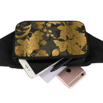 Golden Orchid Pattern Print Waist Bag