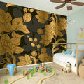 Golden Orchid Pattern Print Wall Sticker