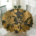 Golden Orchid Pattern Print Waterproof Round Tablecloth