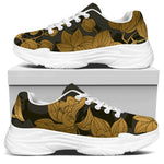 Golden Orchid Pattern Print White Chunky Shoes