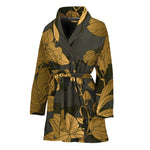 Golden Orchid Pattern Print Women's Bathrobe