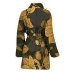 Golden Orchid Pattern Print Women's Bathrobe