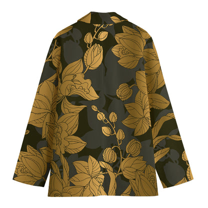 Golden Orchid Pattern Print Women's Blazer