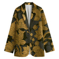 Golden Orchid Pattern Print Women's Cotton Blazer