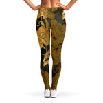 Golden Orchid Pattern Print Women's Leggings