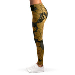 Golden Orchid Pattern Print Women's Leggings