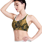 Golden Orchid Pattern Print Women's Sports Bra