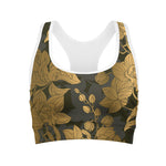 Golden Orchid Pattern Print Women's Sports Bra