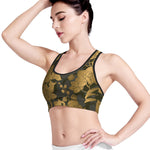 Golden Orchid Pattern Print Women's Sports Bra