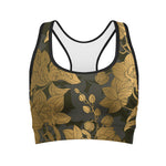 Golden Orchid Pattern Print Women's Sports Bra