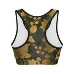 Golden Orchid Pattern Print Women's Sports Bra