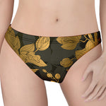 Golden Orchid Pattern Print Women's Thong