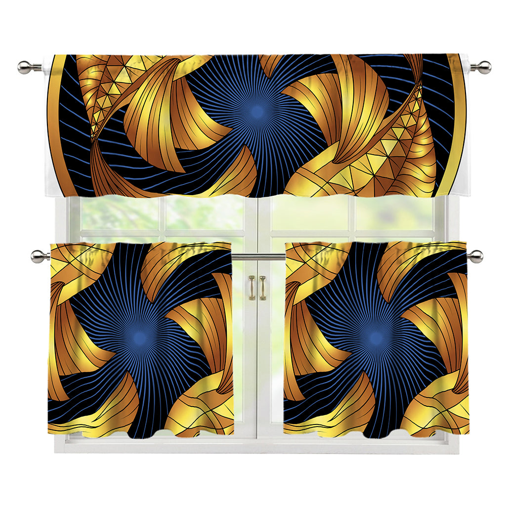 Golden Pisces Zodiac Sign Print 3 Piece Kitchen Curtains