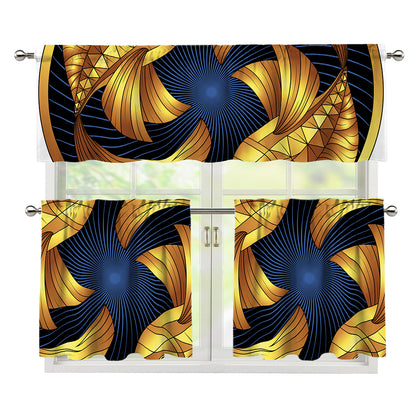 Golden Pisces Zodiac Sign Print 3 Piece Kitchen Curtains