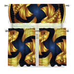 Golden Pisces Zodiac Sign Print 3 Piece Kitchen Curtains