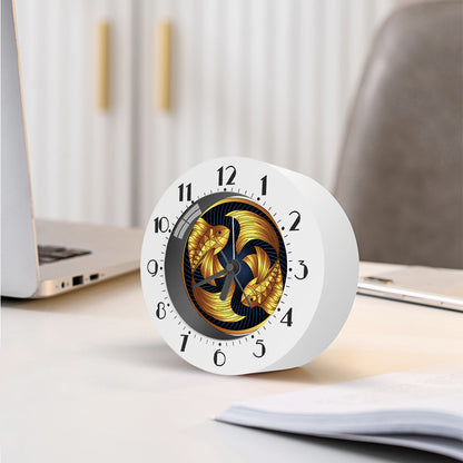Golden Pisces Zodiac Sign Print Alarm Clock