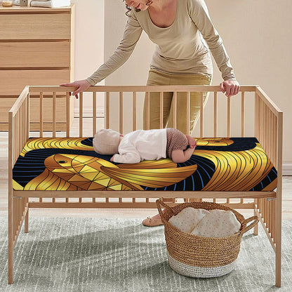 Golden Pisces Zodiac Sign Print Baby Crib Sheet