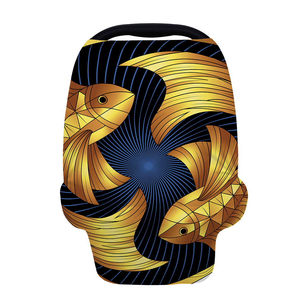 Golden Pisces Zodiac Sign Print Baby Seat Cover