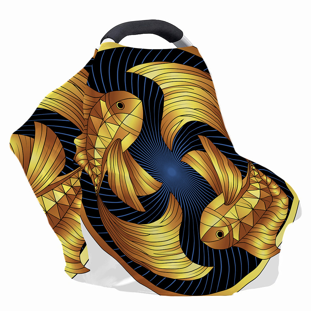 Golden Pisces Zodiac Sign Print Baby Seat Cover