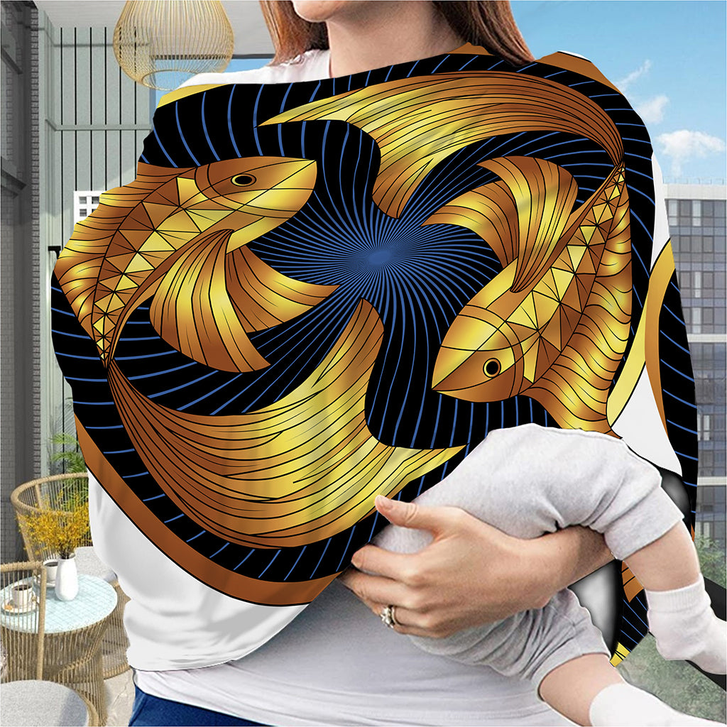 Golden Pisces Zodiac Sign Print Baby Seat Cover