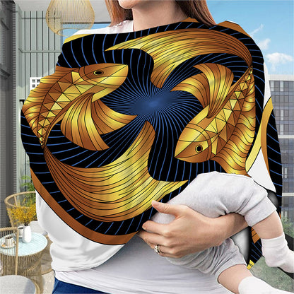 Golden Pisces Zodiac Sign Print Baby Seat Cover