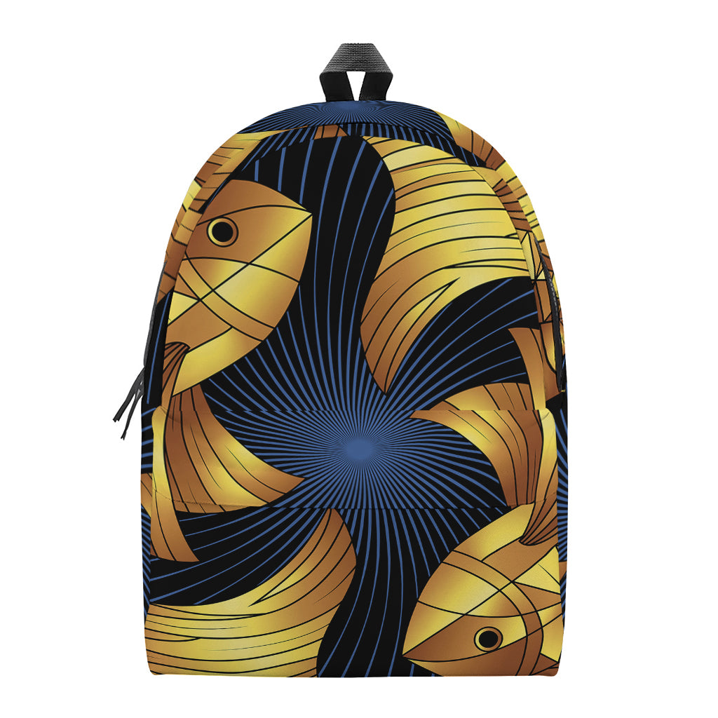 Golden Pisces Zodiac Sign Print Backpack