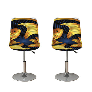 Golden Pisces Zodiac Sign Print Bar Stool Covers