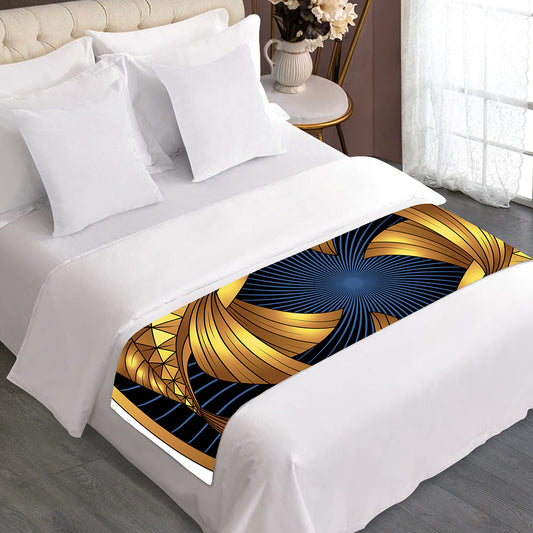 Golden Pisces Zodiac Sign Print Bed Runner