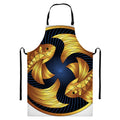Golden Pisces Zodiac Sign Print Bib Apron With Pocket